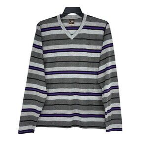 Puré Vintage Style Sweater Mens Large Gray Long Sleeve V-Neck